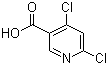 结构式 CAS# 73027-79-9, 4,6-二氯烟酸; 4,6-二氯吡啶-3-甲酸; 2,4-二氯吡啶-5-羧酸