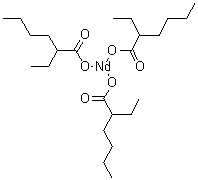 三(2-乙基己酸)钕分子结构 (CAS 73227-23-3)