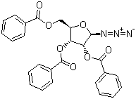 1-叠氮基-2,3,5-三苯甲酰氧基-beta-D-呋喃核糖分子结构 (CAS 7408-41-5)