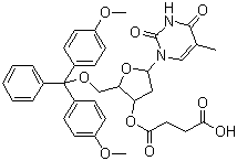 structure of CAS# 74405-40-6, 5'-O-(4,4'-Dimethoxytrityl)-thymidine-3'-O-succinic acid;5'-O-(p,p'-Dimethoxytrityl)thymidine 3'-(hydrogen succinate)