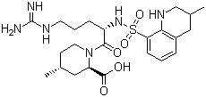 structure of CAS# 74863-84-6, Argatroban;(2R,4R)-4-Methyl-1-[N-[(3-methyl-1,2,3,4-tetrahydro-8-quinolinyl)sulfonyl]-L-arginyl]-2-piperidinecarboxylic acid