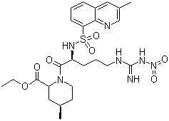 (2R,4R)-1-[(2S)-5-[[Imino(nitroamino)methyl]amino]-2-[[(3-methyl-8-quinolinyl)sulfonyl]amino]-1-oxopentyl]-4-methyl-2-piperidinecarboxylic acid ethyl ester molecular structure (CAS 74874-09-2)