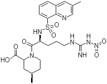 (2R,4R)-1-[(2S)-5-[[Imino(nitroamino)methyl]amino]-2-[[(3-methyl-8-quinolinyl)sulfonyl]amino]-1-oxopentyl]-4-methyl-2-piperidinecarboxylic acid molecular structure (CAS 74874-10-5)