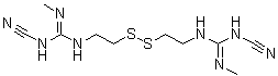 N-Cyano-3-(cyanoamino)-N'-methyl-7,8-dithia-2,4,11-triazadodec-2-en-12-imidamide molecular structure (CAS 74886-59-2)