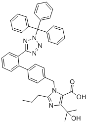 4-(1-hydroxy-1-methylethyl)-2-propyl-1-[[2'-[2-(triphenylmethyl)-2H-tetrazol-5-yl][1,1'-biphenyl]-4-yl]methyl]-1H-Imidazole-5-carboxylic acid molecular structure (CAS 752179-89-8)