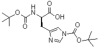 structure of CAS# 75498-93-0, N,N'-Di(tert-Butoxycarbonyl)-D-histidine;N,1-Bis[(1,1-dimethylethoxy)carbonyl]-D-histidine