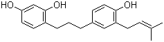structure of CAS# 76045-49-3, Broussonin C;4-[3-[4-Hydroxy-3-(3-methyl-2-butenyl)phenyl]propyl]-1,3-benzenediol