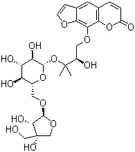 Heraclenol 3'-O-[beta-D-apiofuranosyl-(1-6)-beta-D-glucopyranoside] molecular structure (CAS 765316-44-7)