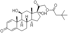 structure of CAS# 7681-14-3, Prednisolone tebutate;Prednisolone butyl acetete; 11b,17,21-Trihydroxypregna-1,4-diene-3,20-dione 21-(3,3-dimethylbutyrate)