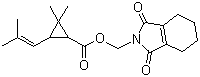 结构式 CAS# 7696-12-0, 胺菊酯; 避蚊胺; 2,2-二甲基-3-(2-甲基-1-丙烯基)环丙烷羧酸-3,4,5,6-四氢肽酰亚胺基甲基酯