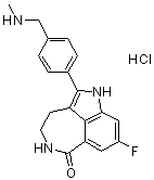 8-Fluoro-1,3,4,5-tetrahydro-2-[4-[(methylamino)methyl]phenyl]-6H-azepino[5,4,3-cd]indol-6-one monohydrochloride molecular structure (CAS 773059-19-1)