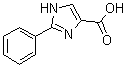 structure of CAS# 77498-98-7, 2-Phenyl-1H-imidazole-4-carboxylic acid;2-Phenyl-1H-imidazole-5-carboxylic acid; 2-Phenyl-1H-imidazole-4-carboxylic acid; 2-Phenylimidazole-4-carboxylic acid