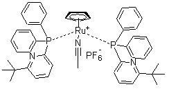 Acetonitrilebis[2-diphenylphosphino-6-tert-butylpyridine]cyclopentadienylruthenium(II) hexafluorophosphate molecular structure (CAS 776230-17-2)