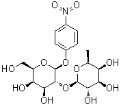 4-硝基苯基 2-O-(6-脱氧-beta-L-吡喃半乳糖基)-beta-D-吡喃半乳糖苷分子结构 (CAS 77640-21-2)