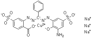 Trisodium [2-[[[(3-amino-2-hydroxy-5-sulfophenyl)azo]phenylmethyl]azo]-4-sulfobenzoato]cuprate molecular structure (CAS 77743-24-9)