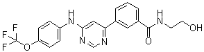 N-(2-Hydroxyethyl)-3-[6-[[4-(trifluoromethoxy)phenyl]amino]-4-pyrimidinyl]benzamide molecular structure (CAS 778277-15-9)