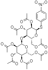 4-硝基苯基 4-O-(2,3,4,6-四-O-乙酰基-alpha-D-吡喃葡萄糖基)-1-硫代-alpha-D-吡喃葡萄糖苷 2,3,6-三乙酸酯分子结构 (CAS 78006-49-2)
