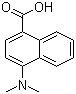 structure of CAS# 78062-03-0, 4-(Dimethylamino)-1-naphthalenecarboxylic acid;4-Dimethylamino-1-naphthoic acid; 4-Dimethylaminonaphthalene-1-carboxylic acid