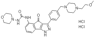 N-[1,4-Dihydro-3-[4-[[4-(2-methoxyethyl)-1-piperazinyl]methyl]phenyl]-4-oxoindeno[1,2-c]pyrazol-5-yl]-N'-4-morpholinylurea hydrochloride molecular structure (CAS 784210-87-3)