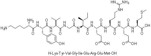 L-赖氨酰-L-酪氨酰-L-缬氨酰甘氨酰-L-异亮氨酰-L-alpha-谷氨酰-L-精氨酰-L-alpha-谷氨酰-L-蛋氨酸分子结构 (CAS 790726-30-6)