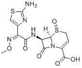 structure of CAS# 79226-66-7, Ceftizoxime Impurity 17;Ceftizoxime S-Oxide;(6R,7R)-7-((Z)-2-(2-Aminothiazol-4-yl)-2-(methoxyimino)acetamido)-8-oxo-5-thia-1-azabicyclo[4.2.0]oct-2-ene-2-carboxylic acid 5-oxide