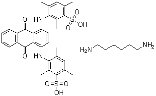 1,6-Hexanediamine 3,3'-[(9,10-dihydro-9,10-dioxo-1,4-anthracenediyl)diimino]bis[2,4,6-trimethylbenzenesulfonate] (1:1) molecular structure (CAS 79665-26-2)