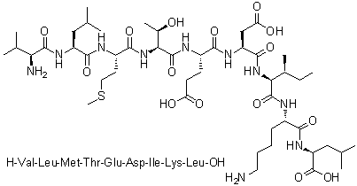 L-Valyl-L-leucyl-L-methionyl-L-threonyl-L-alpha-glutamyl-L-alpha-aspartyl-L-isoleucyl-L-lysyl-L-leucine molecular structure (CAS 797753-27-6)
