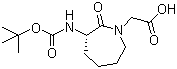 structure of CAS# 79839-29-5, (S)-3-[[(tert-Butoxy)carbonyl]amino]hexahydro-2-oxo-1H-azepine-1-acetic acid;Boc-(3S)-3-Amino-1-carboxymethylcaprolactame