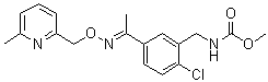 structure of CAS# 799247-52-2, Pyribencarb;KUF 1204; [[2-Chloro-5-[(1E)-1-[[(6-methyl-2-pyridinyl)methoxy]imino]ethyl]phenyl]methyl]carbamic acid methyl ester