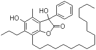 7-Hexadecyl-3,5-dihydroxy-4-methyl-3-phenyl-6-propyl-3H-benzofuran-2-one molecular structure (CAS 80280-36-0)