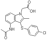 4-(Acetylamino)-3-[(4-chlorophenyl)thio]-2-methyl-1H-indole-1-acetic acid molecular structure (CAS 802904-66-1)