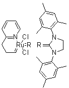 [1,3-双(2,4,6-三甲基苯基)-2-咪唑烷亚基][3-(2-吡啶基)亚丙基]二氯化钌分子结构 (CAS 802912-44-3)