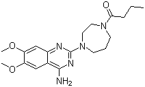 structure of CAS# 80755-51-7, Bunazosin;4-Amino-2-(4-butyrylhexahydro-1H-1,4-diazepin-1-yl)-6,7-dimethoxy-quinazoline; 1-[4-(4-Amino-6,7-dimethoxy-2-quinazolinyl)hexahydro-1H-1,4-diazepin-1-yl]-1-butanone