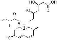 structure of CAS# 81093-37-0, Pravastatin;(+)-(3R,5R)-3,5-Dihydroxy-7-[(1S,2S,6S,8S,8aR)-6-hydroxy-2-methyl-8-[(S)-2-methylbutyryloxy]-1,2,6,7,8,8a-hexahydro-1-naphthyl]-heptanoic acid