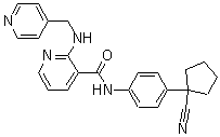 结构式 CAS# 811803-05-1, N-[4-(1-氰基环戊基)苯基]-2-[(4-吡啶基甲基)氨基]-3-吡啶甲酰胺