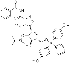 结构式 CAS# 81265-93-2, N6-苯甲酰基-5'-O-(4,4'-二甲氧基三苯甲基)-2'-O-(叔丁基二甲基硅烷基)腺苷