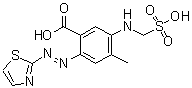 结构式 CAS# 82138-69-0, 2-(2-噻唑基偶氮)-4-甲基-5-(磺基甲基氨基)苯甲酸