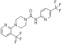 4-[3-(三氟甲基)-2-吡啶基]-N-[5-(三氟甲基)-2-吡啶基]-1-哌嗪甲酰胺分子结构 (CAS 821768-06-3)