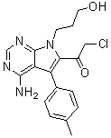 1-[4-Amino-7-(3-hydroxypropyl)-5-(4-methylphenyl)-7H-pyrrolo[2,3-d]pyrimidin-6-yl]-2-chloroethanone molecular structure (CAS 821794-90-5)