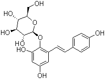 结构式 CAS# 82373-94-2, 2,3,5,4'-四羟基二苯乙烯-2-O-beta-D-吡喃葡萄糖苷