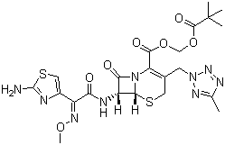 structure of CAS# 82547-58-8, Cefteram pivoxil;2,2-Dimethylpropanoyloxymethyl (6R,7R)-7-[(Z)-2-(2-aminothiazol-4-yl)-2-methoxyiminoacetylamino]-3-(5-methyl-2H-tetrazol-2-ylmethyl)-8-oxo-5-thia-1-azabicyclo[4.2.0]oct-2-ene-2-carboxylate