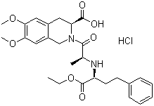 结构式 CAS# 82586-52-5, 盐酸莫昔普利; 莫昔普利盐酸盐; (3S)-2-[(2S)-2-[[(1S)-1-(乙氧羰基)-3-苯基丙基]氨基]-1-氧代丙基]-1,2,3,4-四氢-6,7-二甲氧基-3-异喹啉羧酸盐酸盐