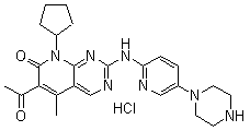6-Acetyl-8-cyclopentyl-5-methyl-2-[[5-(1-piperazinyl)-2-pyridinyl]amino]pyrido[2,3-d]pyrimidin-7(8H)-one hydrochloride molecular structure (CAS 827022-32-2)