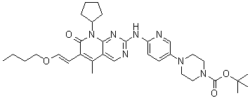 4-[6-[[6-(2-Butoxyethenyl)-8-cyclopentyl-7,8-dihydro-5-methyl-7-oxopyrido[2,3-d]pyrimidin-2-yl]amino]-3-pyridinyl]-1-piperazinecarboxylic acid 1,1-dimethylethyl ester molecular structure (CAS 827022-35-5)