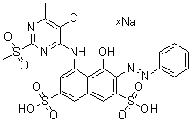 5-[[5-Chloro-6-methyl-2-(methylsulfonyl)-4-pyrimidinyl]amino]-4-hydroxy-3-(phenylazo)-2,7-naphthalenedisulfonic acid sodium salt molecular structure (CAS 83400-15-1)