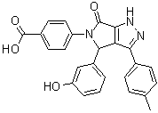 4-[4,6-Dihydro-4-(3-hydroxyphenyl)-3-(4-methylphenyl)-6-oxopyrrolo[3,4-c]pyrazol-5(1H)-yl]benzoic acid molecular structure (CAS 834903-43-4)