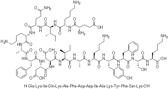 L-alpha-Glutamyl-L-lysyl-L-isoleucyl-L-glutaminyl-L-lysyl-L-alanyl-L-phenylalanyl-L-alpha-aspartyl-L-alpha-aspartyl-L-isoleucyl-L-alanyl-L-lysyl-L-tyrosyl-L-phenylalanyl-L-seryl-L-lysine molecular structure (CAS 835625-95-1)