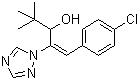 结构式 CAS# 83657-22-1, 烯效唑; (E)-(RS)-1-(4-氯苯基)-4,4-二甲基-2-(1H-,2,4-三唑-1-基)戊-1-烯-3-醇