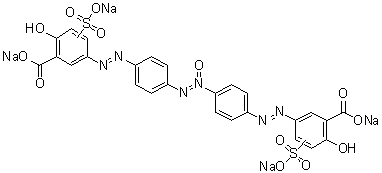 3,3'-[Azoxybis(4,1-phenyleneazo)]bis[6-hydroxy-4(or 5)-sulfobenzoic acid] tetrasodium salt molecular structure (CAS 83803-61-6)