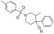 3-甲基-4-苯基-1-(p-甲苯基磺酰基)哌啶-4-甲腈分子结构 (CAS 83863-65-4)